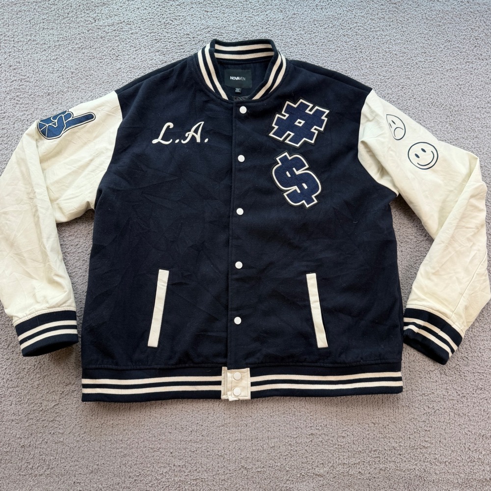 NovaMen Fashion Nova Los Angeles Varsity Jacket Navy Blue XXXL FNMN-043